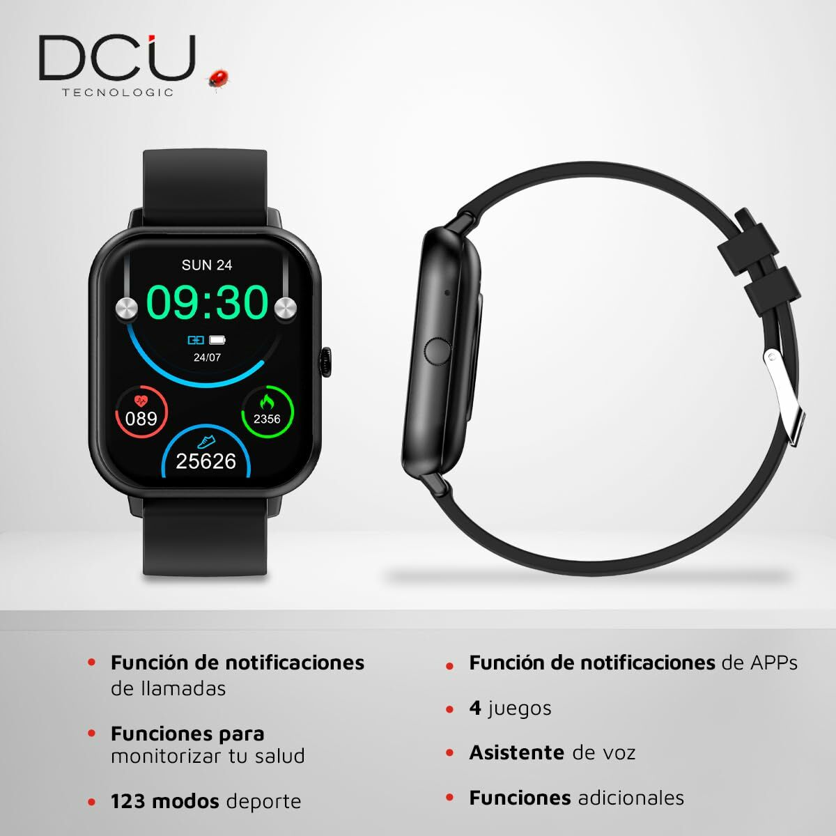 Smartklocka DCU CURVED GLASS PRO 1,83" Svart